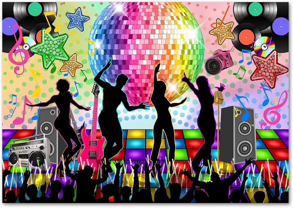 Disco Backdrop Vintage 70s 80s 90s Theme Party Decorations 6x4 ft