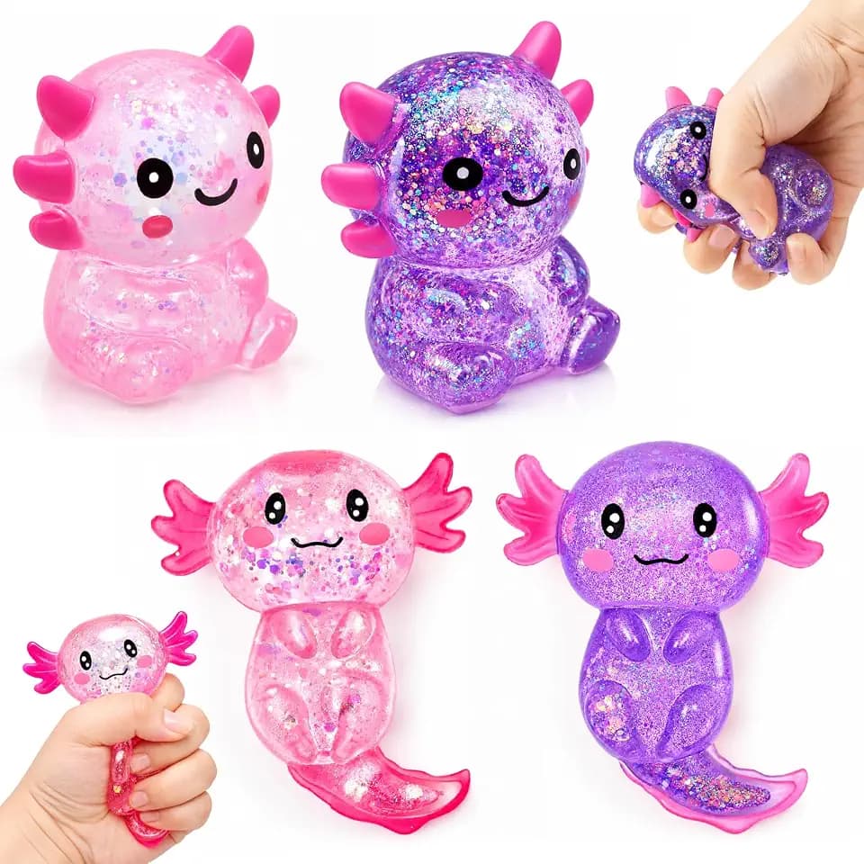 4PCS Axolotl Spielzeug,Axolotls Squeeze Toy,Squishy Anti Stress spielzeugs