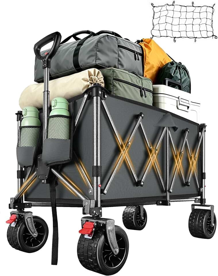 YEAUPE PRO Faltbarer Bollerwagen 200L 200KG, 17x10 cm All-Terrain-Räder