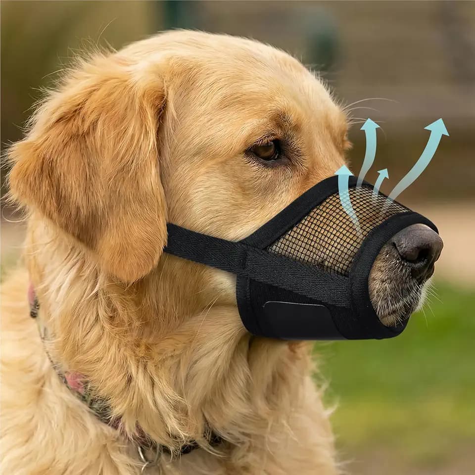 Evollax Dog Muzzle for Large Dogs – Breathable Air Mesh Muzzle for Large Sized Dog | Adjustable Mussels for Dogs Grooming | Muzzles to Prevent Biting Barking Chewing | Allows Panting and Drinking