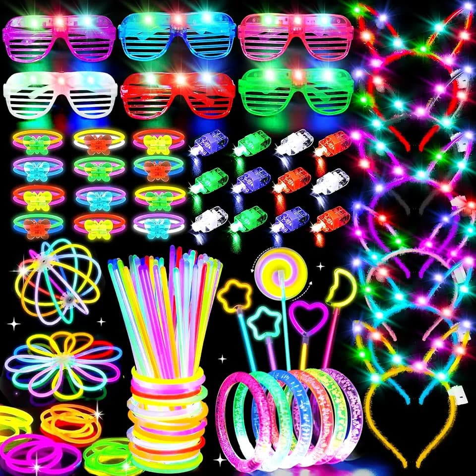 156Pcs Glow In The Dark Party Supplies for Kids & Adult Neon Accessories