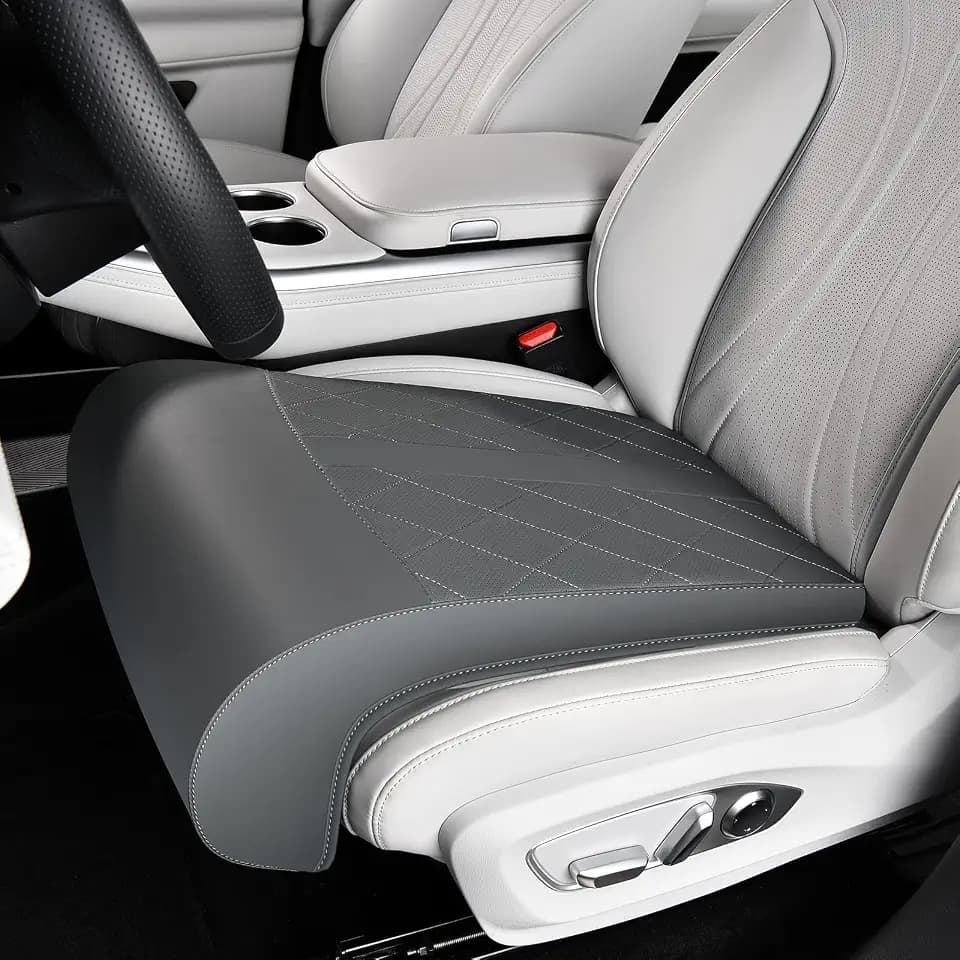 Coverado Car Seat Leg Extension Support Cushion, Waterproof Leather Leg Extender Cushion for Car Seats, Universal Car Seat Extender Cushions Leg Support Fit for Most Car, SUV, Truck (Gray)