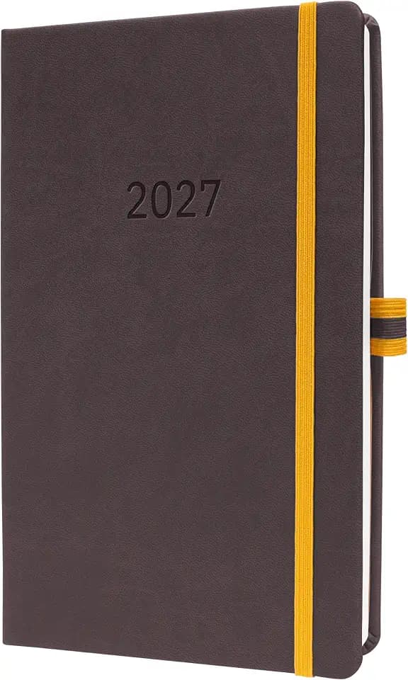 SIGEL Linescape Wochenkalender 2027 A5 Hardcover dunkelgrau gelb
