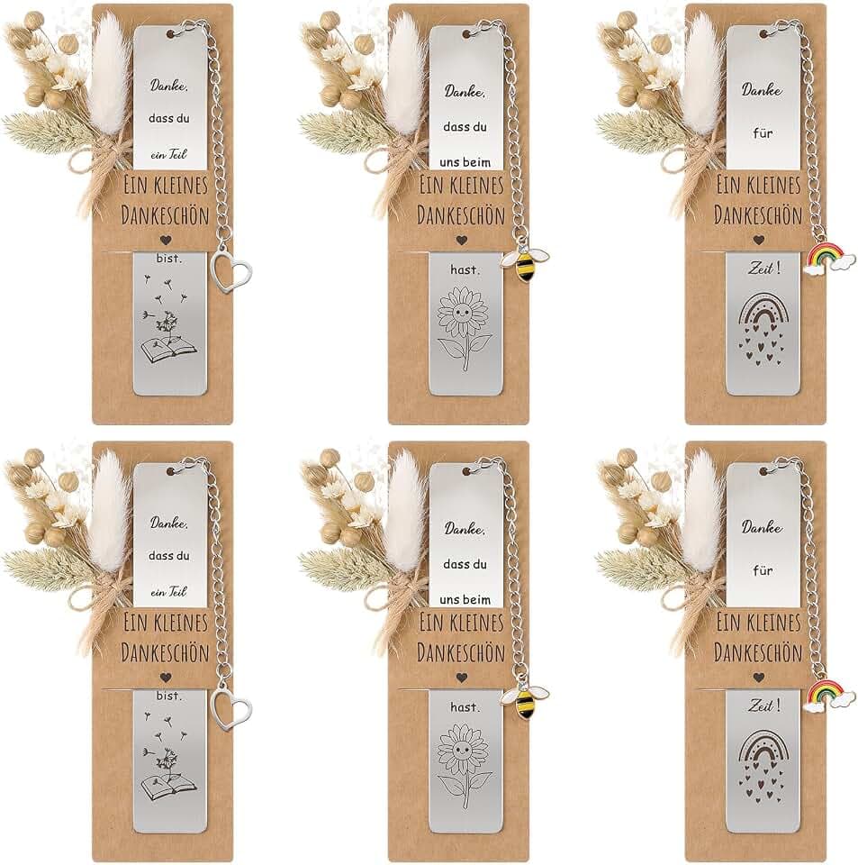 6 Set Edelstahl Lesezeichen Abschiedsgeschenk für Lehrer Erzieherin
