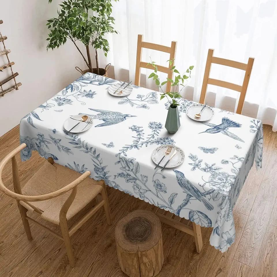 Spring Bird Rectangle Tablecloths Washable Reusable 54x72 Inch