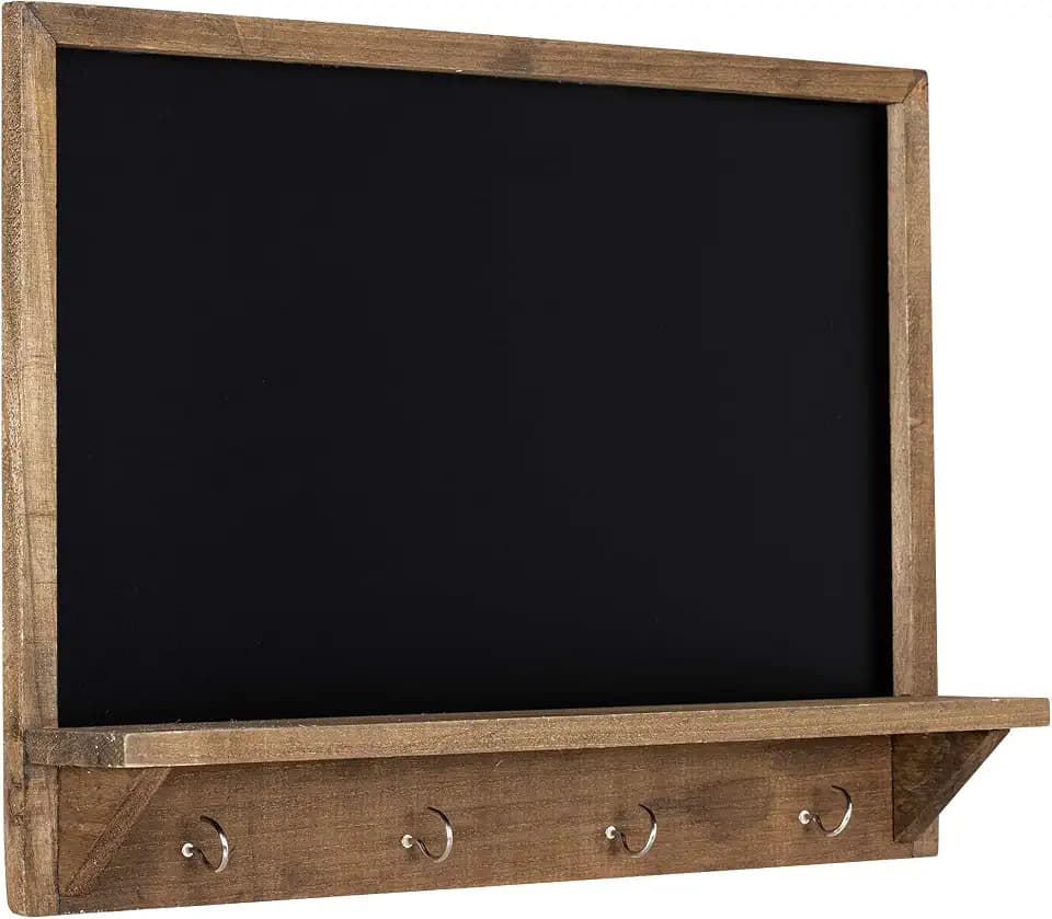 Navaris Kreidetafel mit Schlüsselbrett und Briefablage - inkl. Kreide - Wand Schiefertafel und Ablage - Tafel Brett Briefablage Schlüsselkasten