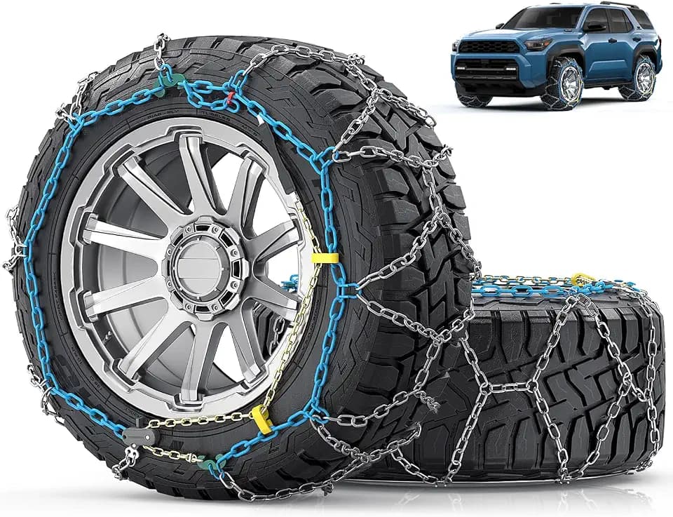 Snow-Chains Easy Install Tire-Chains, One-Pull Fit Heavy-Duty Tire Snow Chains for Pickup Trucks & SUVs Off-road, Emergency Tire Traction Car Tires 255 265 275 285 295 - Set of 2 (SCRV265)