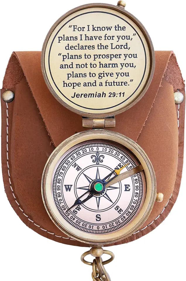 Religious Gifts for Men, LDS Missionary, Easter for Teen Boys, Compass, Catholic, Christian, Jeremiah 29:11, Personalized, Sentimental, Inspirational