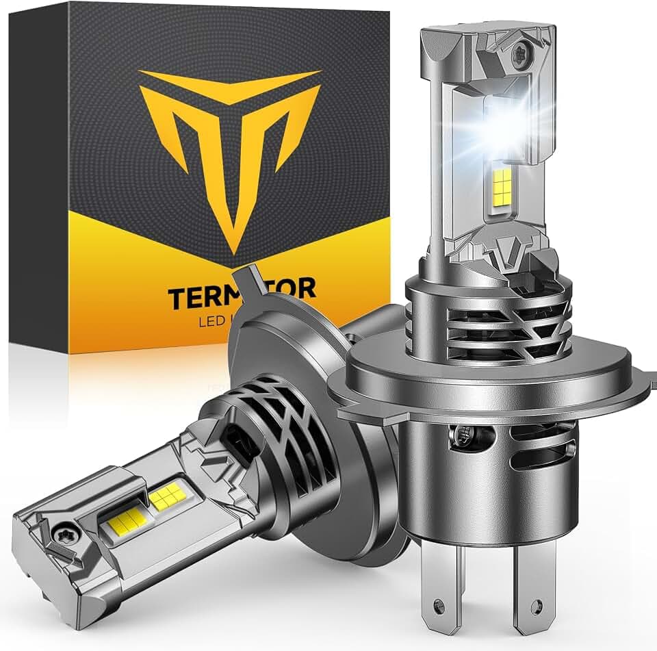Termitor 7TH-GEN Morden H4/9003/HB2 Light Bulb Combo, 90000LM Ultra Bright 6500K 1:1 Mini Size 9003 H4 Fog Bulbs, 10 Year Extend Lifespan, IP68 Waterproof Pack of 2