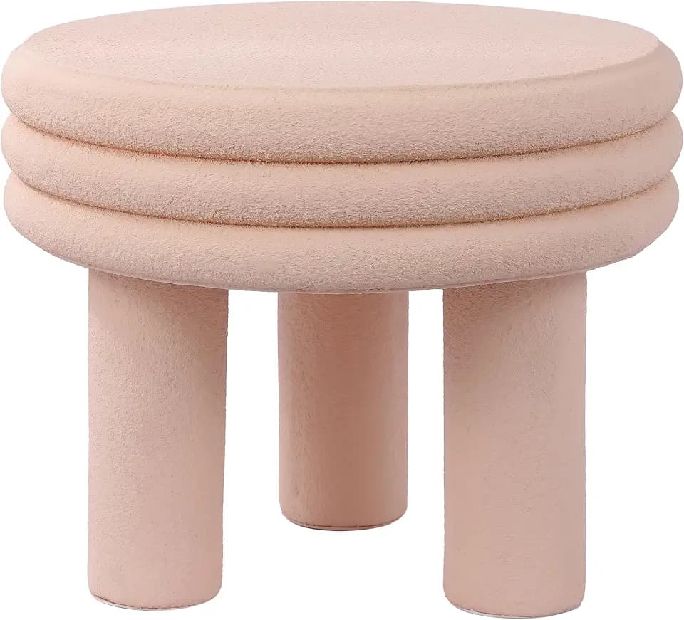 JONATHAN Y Rashida 17.75" Round Polyresin Accent Table, Pink Frosted