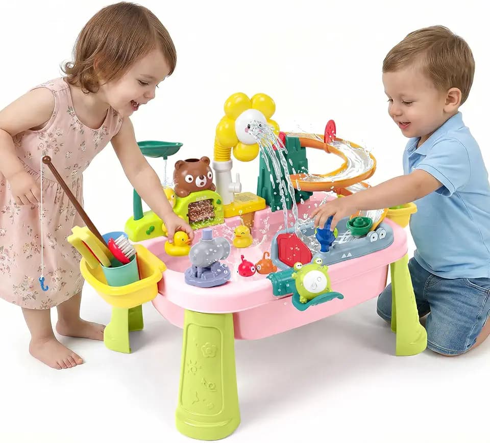 Water Table for Toddlers 1-3 with Pump: Tip-Free on Uneven Backyard