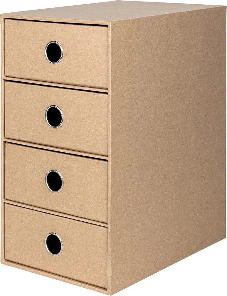 Rössler SOHO 4er Schubladenbox aus Papier | Büro Organizer Schreibtisch | Schubladen Organizer Büro Zubehör & Bürobedarf | Schreibtisch Organizer Box | 18 x 25 x 32 cm | 1 Stück | Farbe: Kraft