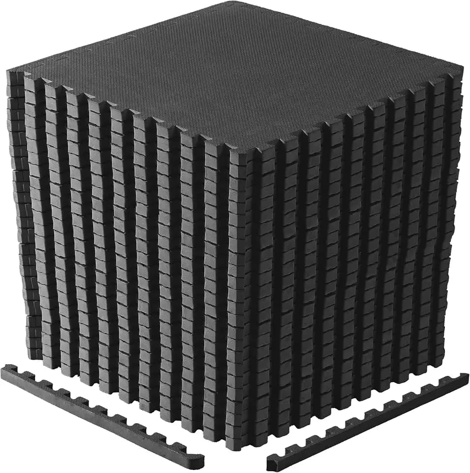 CAP 24-Inch EVA Interlocking Puzzle Mat, 1-Inch, Black T Pattern, 4-Pack