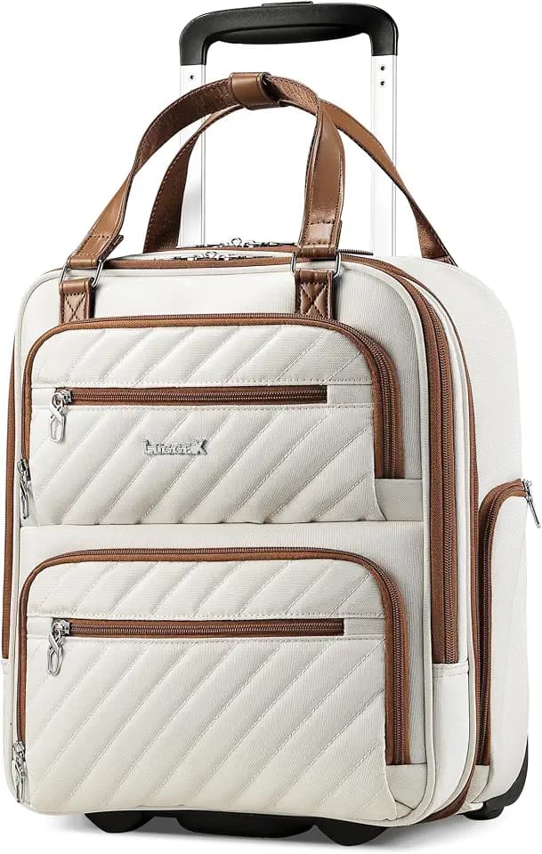 LUGGEX Underseat Carry On Bag, Cream White, 16"