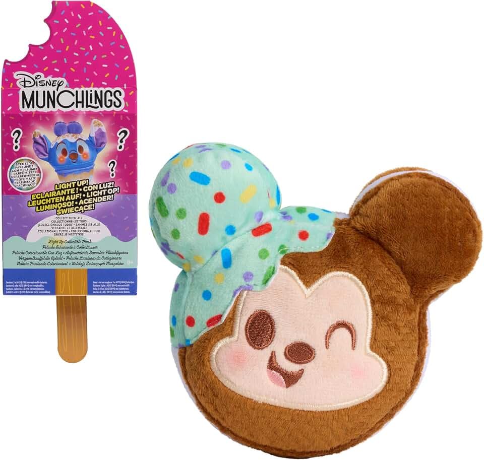 Just Play Disney Munchlings Light-Up-Plüschspielzeug mit Duft zum Sammeln, 11,4 cm großes Stofftier, Kinderspielzeug ab 0 Jahren