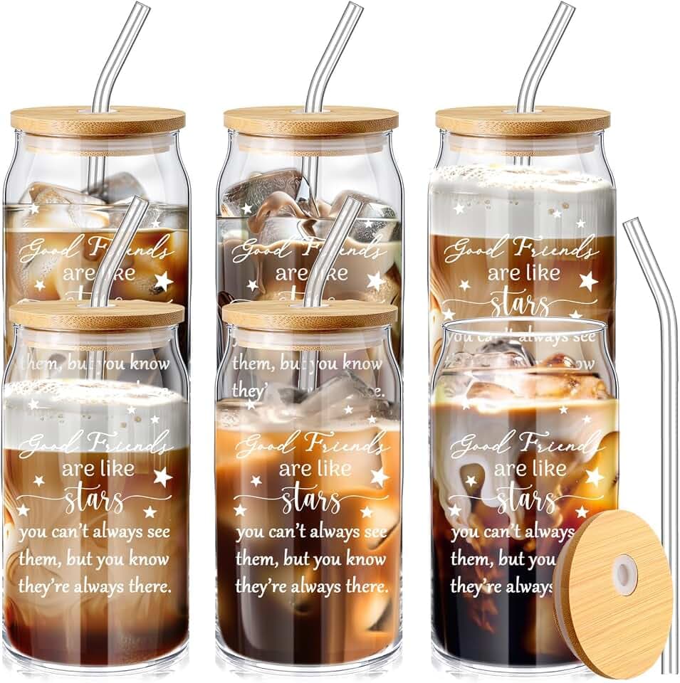 Zhehao 6 Pack Friendship Gifts for Women Friends 16oz Glass Cups Bulk