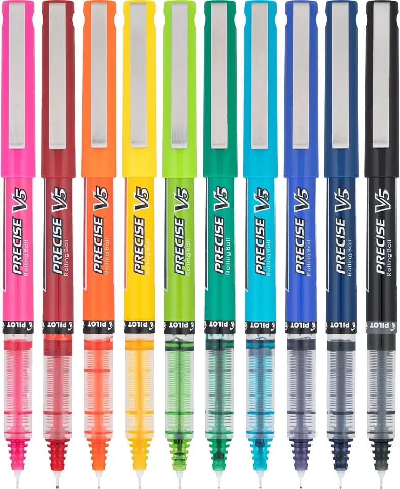 PILOT Precise V5 Rollerball Pens, Extra Fine Point 0.5mm, Assorted, 10-Pack