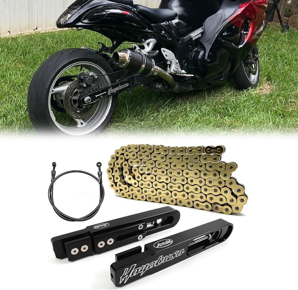 Arashi Black 6.7"-9.8" Swingarm Extensions Brake line Chain Kit for Suzuki Hayabusa GSXR 1300 Gen 2 3 2008-2019 2020-2024 Non-ABS, Motorcycle modification Accessories Parts CNC Aluminum