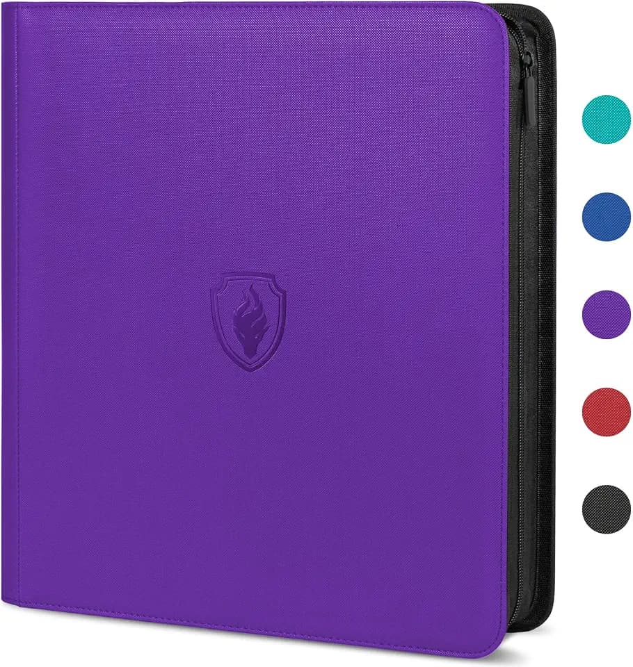 Premium Zip Card Binder 12 Pocket, Fabmaker 912 Pocket Trading Card Binder