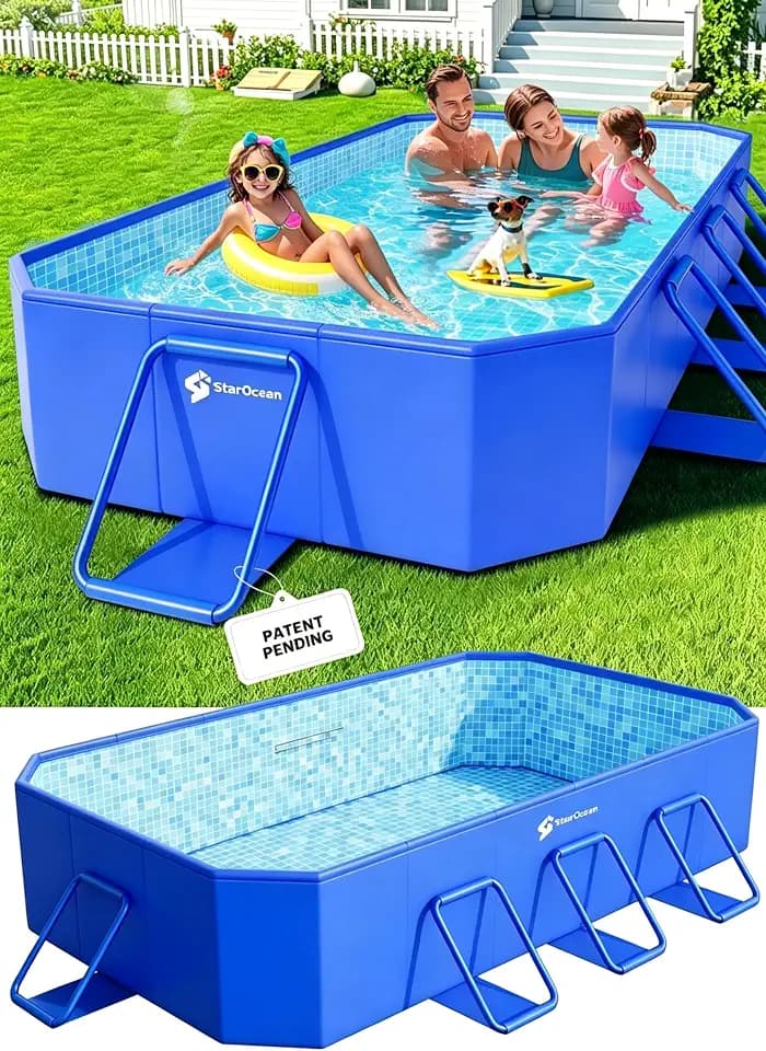 StarOcean Foldable Pool, Large Non-Inflatable Swimming Pool Kids,90x50x20