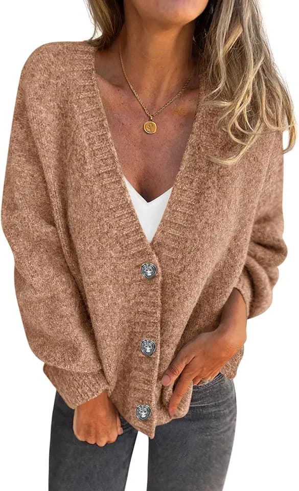 PRETTYGARDEN Cardigan Sweaters for Women Trendy Fall 2026 Long Sleeve Button Down Oversized Chunky Knit Sweater Outerwear