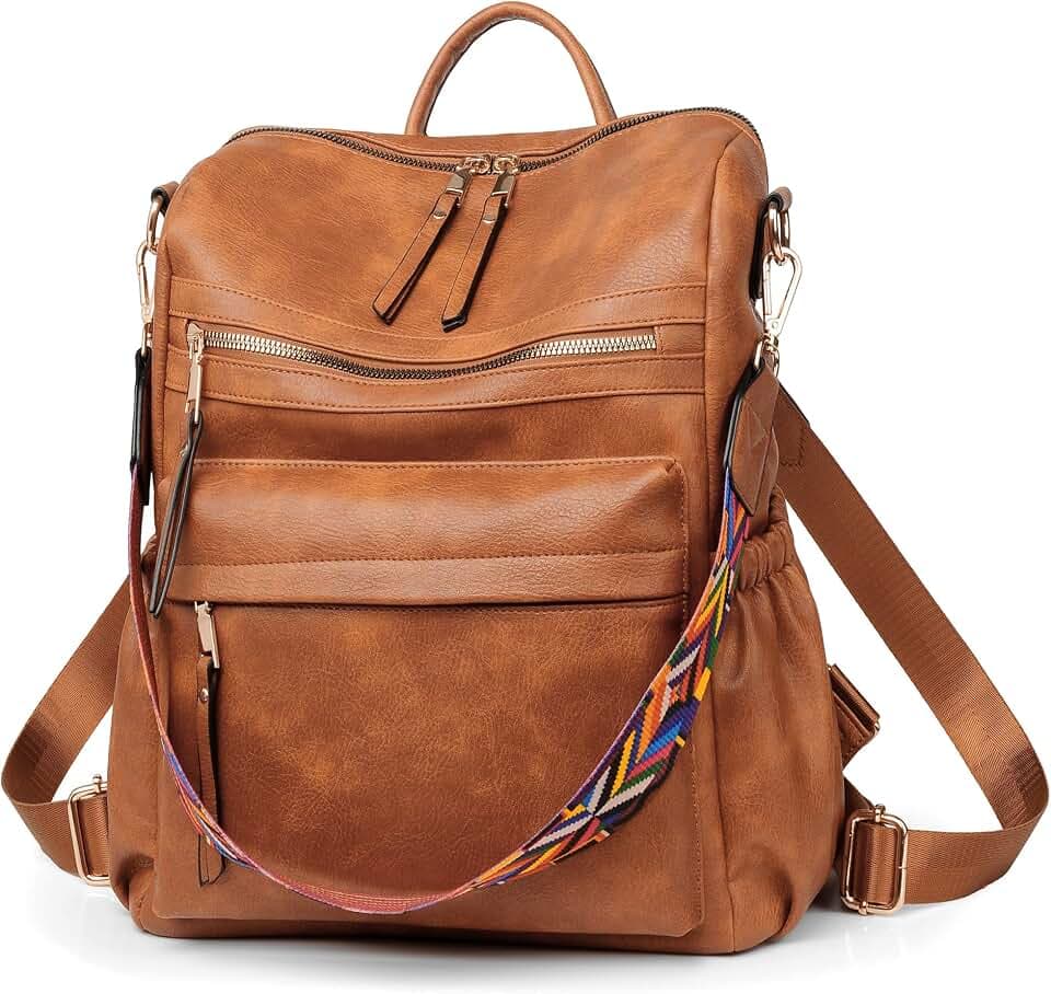 Womens Leather Backpack Purse, Ladies Travel Designer Shoulder Bags