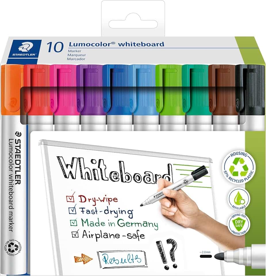STAEDTLER Lumocolor 351 Whiteboard Marker – 10er Set, 2,0 mm