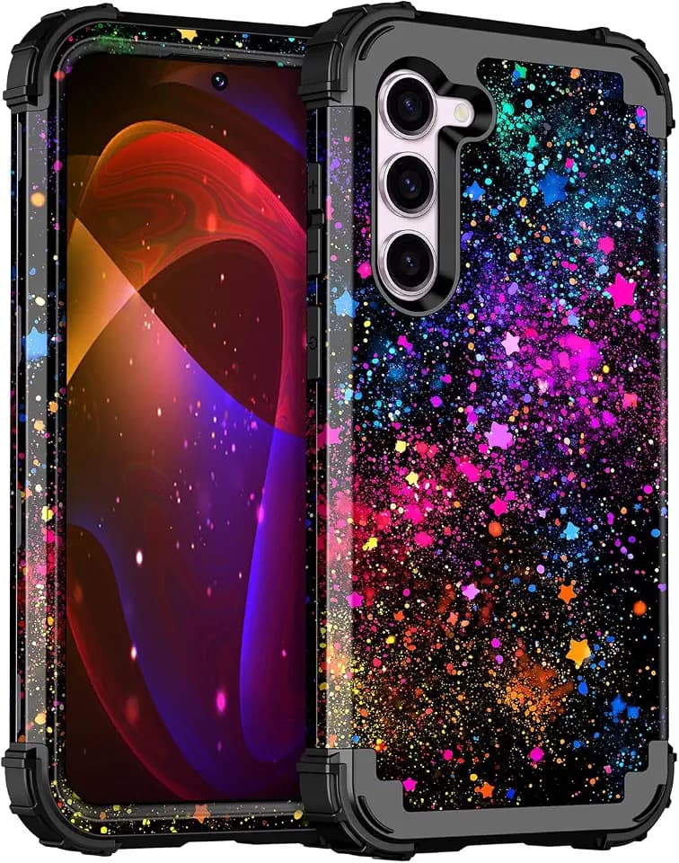 Casetego for Galaxy S23 5G Case,Glow in The Dark Three Layer Heavy Duty Sturdy Shockproof Full Protection Rugged Hard PC+Soft TPU Bumper Case for Samsung Galaxy S23 6.1 inch,Colorful Sky