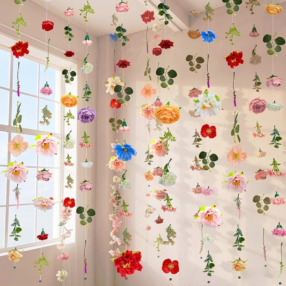 6 Pcs 35.6 ft Hanging Flower Artificial Wildflower Garlands Floral Vines