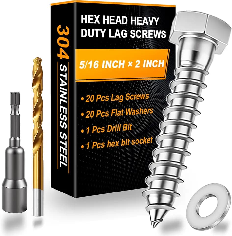 Hex Head Lag Bolts for Wood, Lag Screws 5/16" x 2",20 PCS