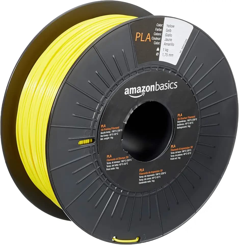 Amazon Basics 3D-Drucker-Filament aus PLA-Kunststoff, 1.75 mm, Gelb, 1-kg-Spule