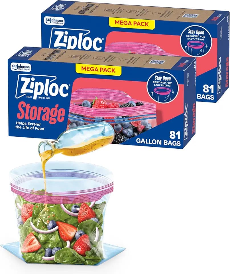 Ziploc Gallon Food Storage Bags, 162 Total Bags (81 Count, 2-Pack)