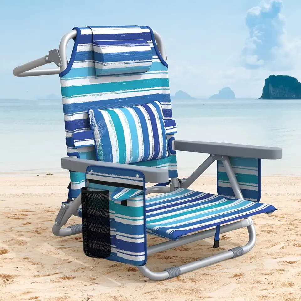 ZENPETIO 5-Position Backpack Beach Chair for Adults with Lumbar Support