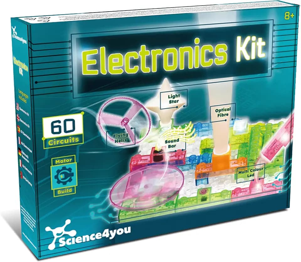 Science4you Elektronikset für Kinder – Schaltkreis-Set, Roboter-Bausatz, 60 Experimente mit Motor Bauen Enthalten, Stem Spielzeug, Elektronisches & Lernspielzeug für Jungen & Mädchen 8 9 10 11+ Jahre