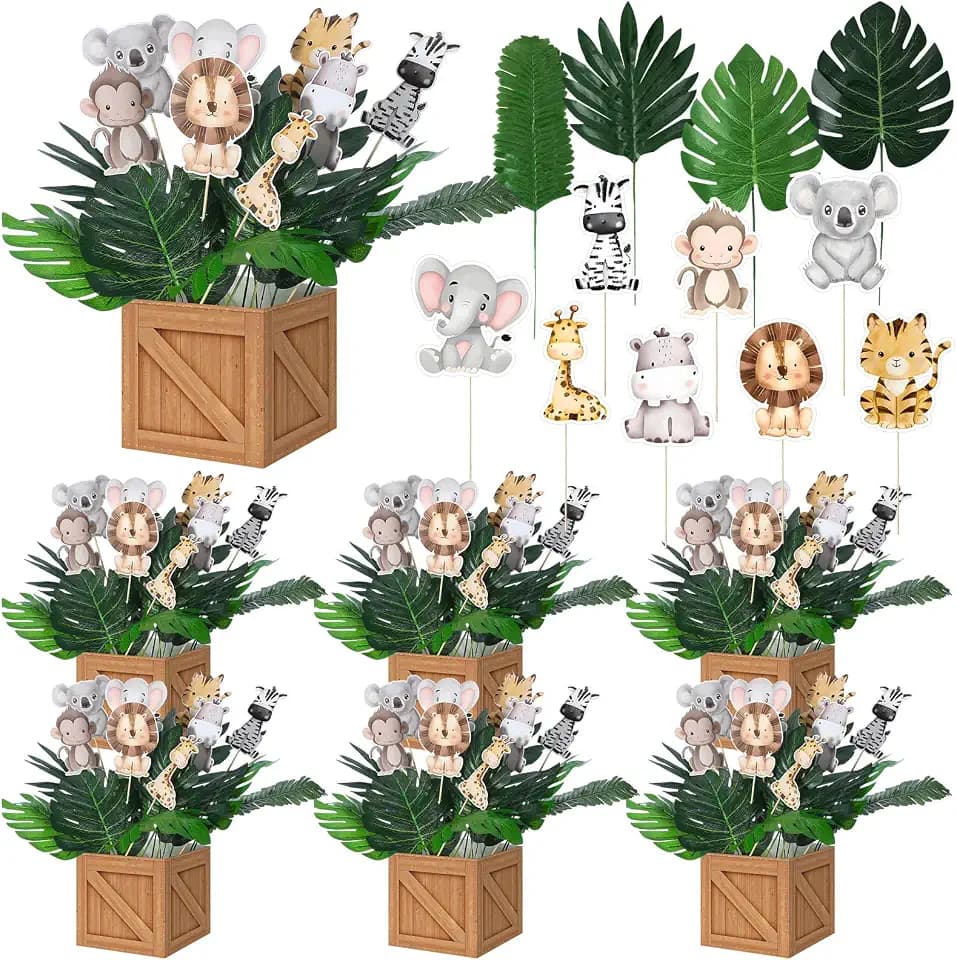 6 Set Baby Jungle Animals Party Table Centerpiece Decorations