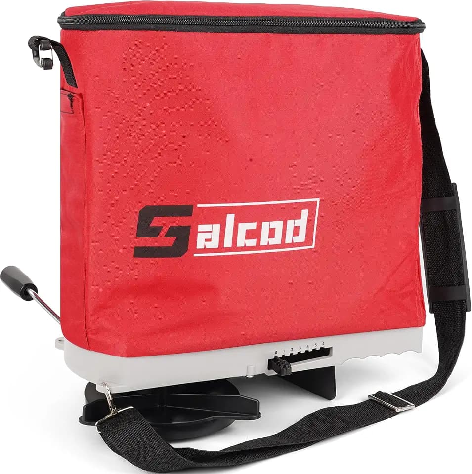 Salcod 25 lb Bag Seed Spreader, Handheld Broadcast Fertilizer Spreader, Red