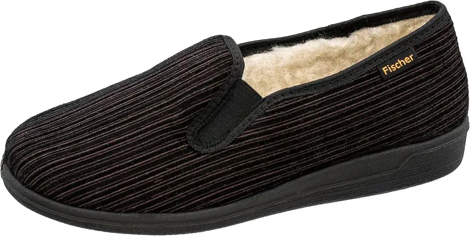 Fischer Herren Hausschuh Streifen Cord Slipper Stretch 204120