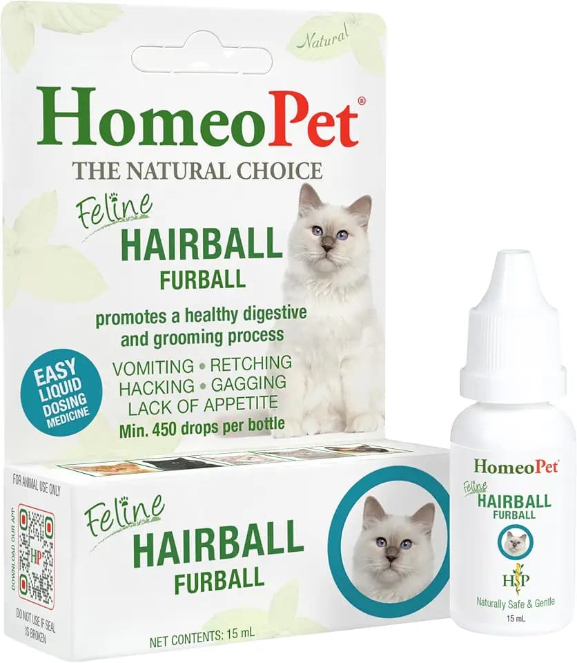 HomeoPet Feline Hairball Furball, Supplement for Cats, 15 Milliliters