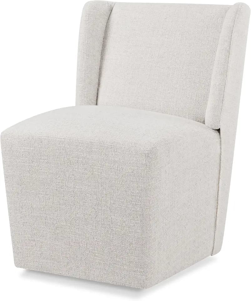KISLOT Upholstered Dining Chairs Set of 1 with Casters, Light Beige