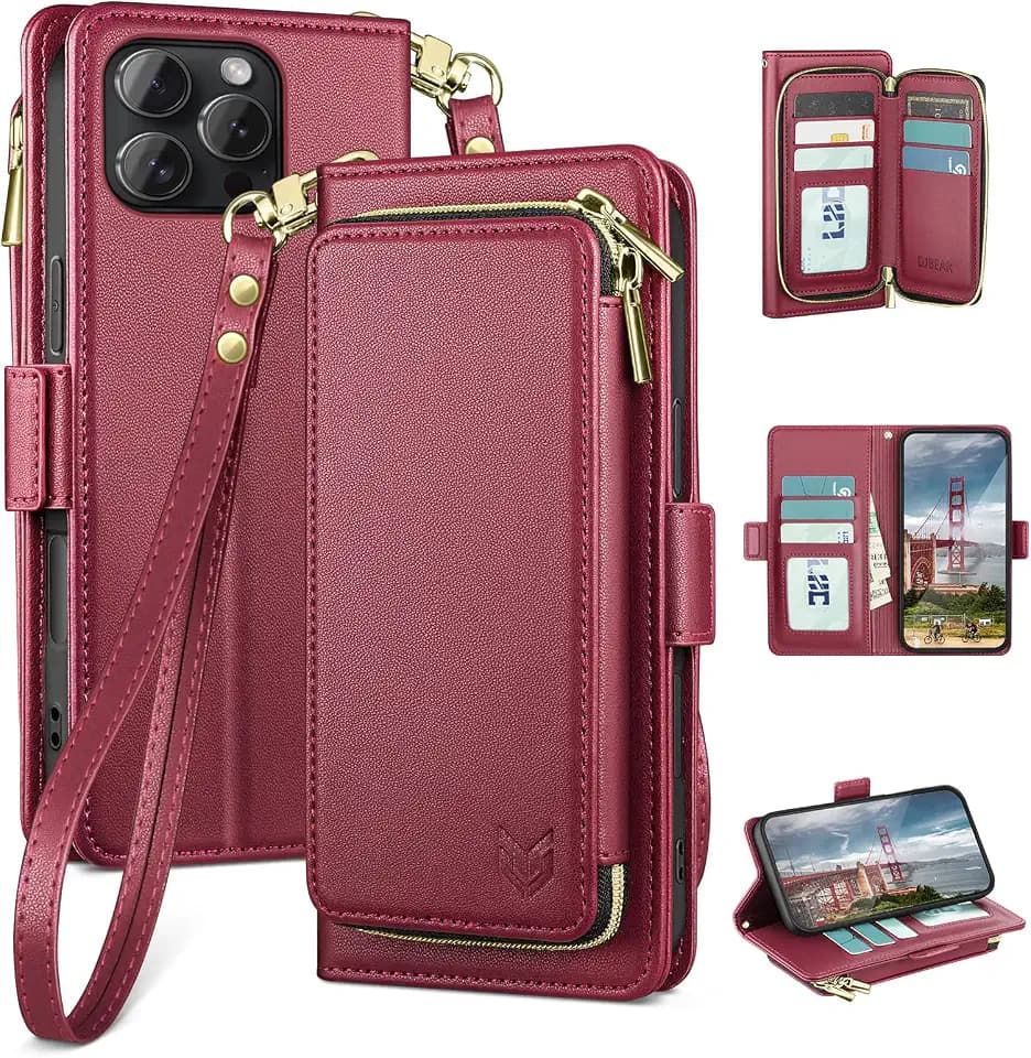 DJBEAR iPhone 16 Pro Max 6.9" Wallet Case Fuchsia