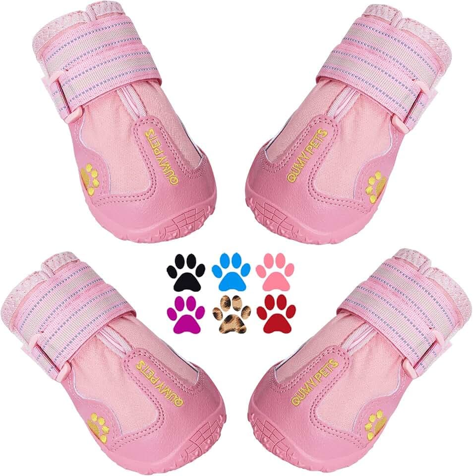 QUMY Dog Shoes for Hot Pavement, Dog Snow Boots & Paw Protectors for Winter