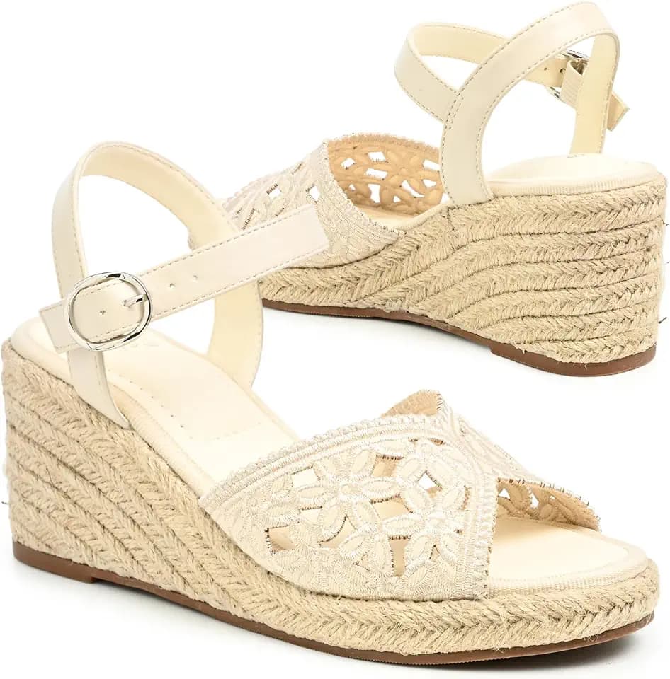 Sunday Walks Platform Espadrille Wedge Sandals for Women, Floral Lace, ALDO