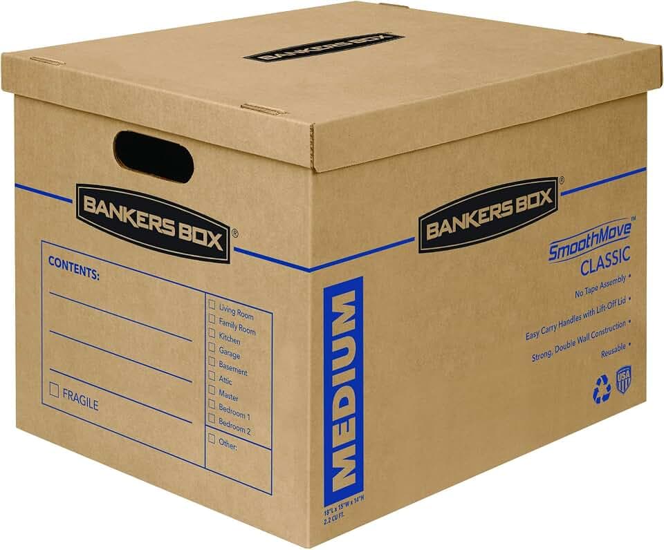 Bankers Box 10-Pack Medium Classic Moving Boxes with Reinforced Handles