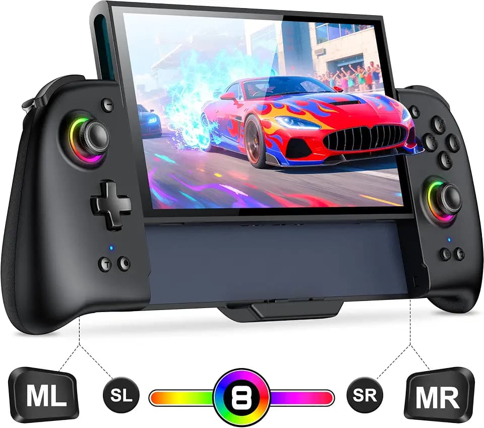 Elegamefy Wireless Switch 2 Controller mit Hall Effekt Joysticks (Keine Totzone), RGB-Beleuchtung, Programmierbaren, Großer Griff, Turbo, Vibration, Handheld Spiele