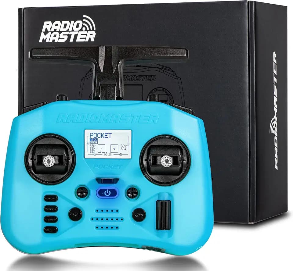 Radiomaster Pocket ELRS Remote Controller Portable Hall Gimbal EdgeTX 2.10.5 Transmitter with LED Light for FPV Drone/RC Helicopter&Car Boats&Multirotor (Battery Not Included)