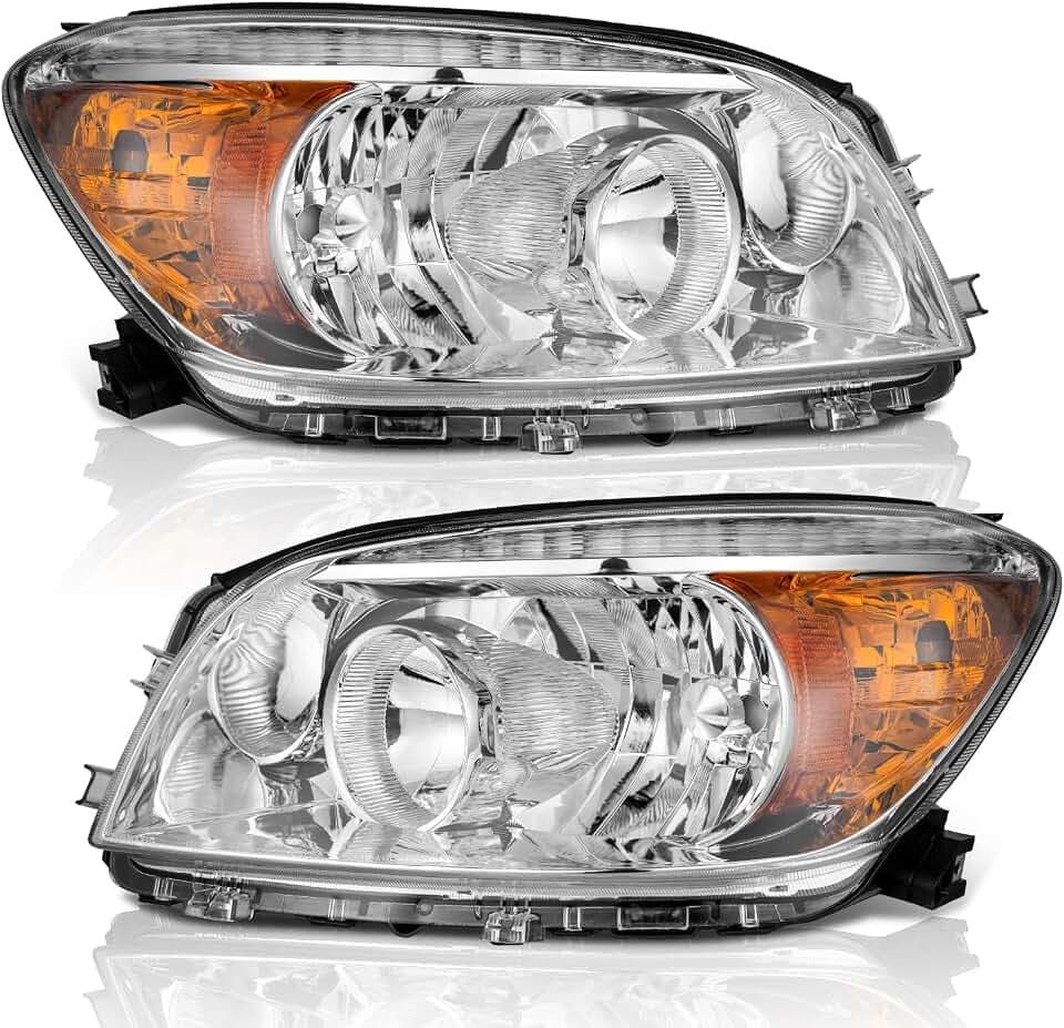 WEELMOTO Headlights Compatible with 2006-2008 Toyota RAV4 Headlight Assembly Replacement for 2006 2007 2008 RAV4 Headlamp Pair Set Chrome Housing