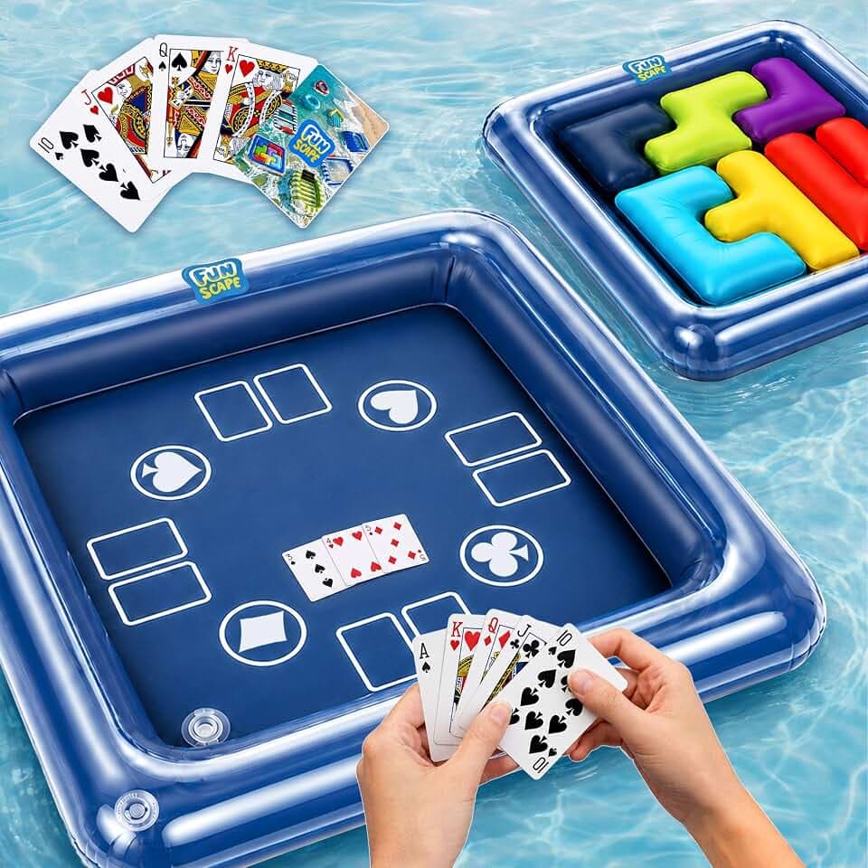 Funscape Floating Table for Pool, Adult Pool Water Games W/Waterproof Card