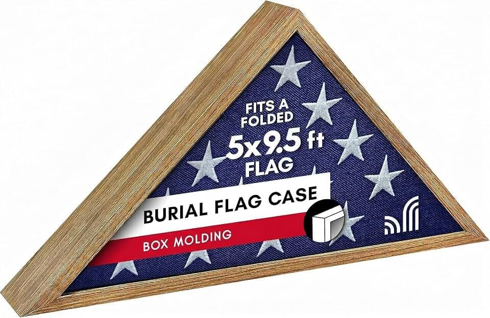 Americanflat Large Flag Display Case for Folded 5x9.5' Burial Flags - Engineered Wood Display Box for Wall or Tabletop - Silhouette Collection - Driftwood