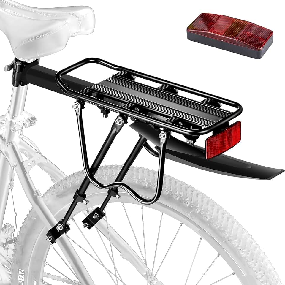 Fahrrad Gepäckträger Set [24-29 Zoll ]- 50KG Tragfähigkeit Fahrrad Gepäckträger Hinten mit Schutzblech und großem Reflektor, Schnellverschluss Fahrradträger für Mountainbike & Rennrad
