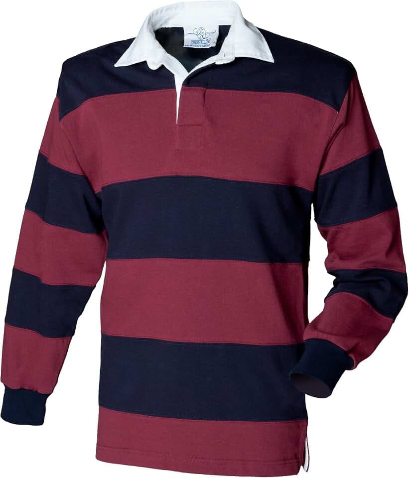 Front Row Rugby Polo-Shirt, langärmlig, gestreift